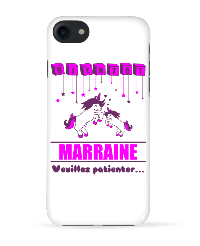 Case 3D iPhone 7 Bientôt Marraine, future marraine, licorne de Benichan