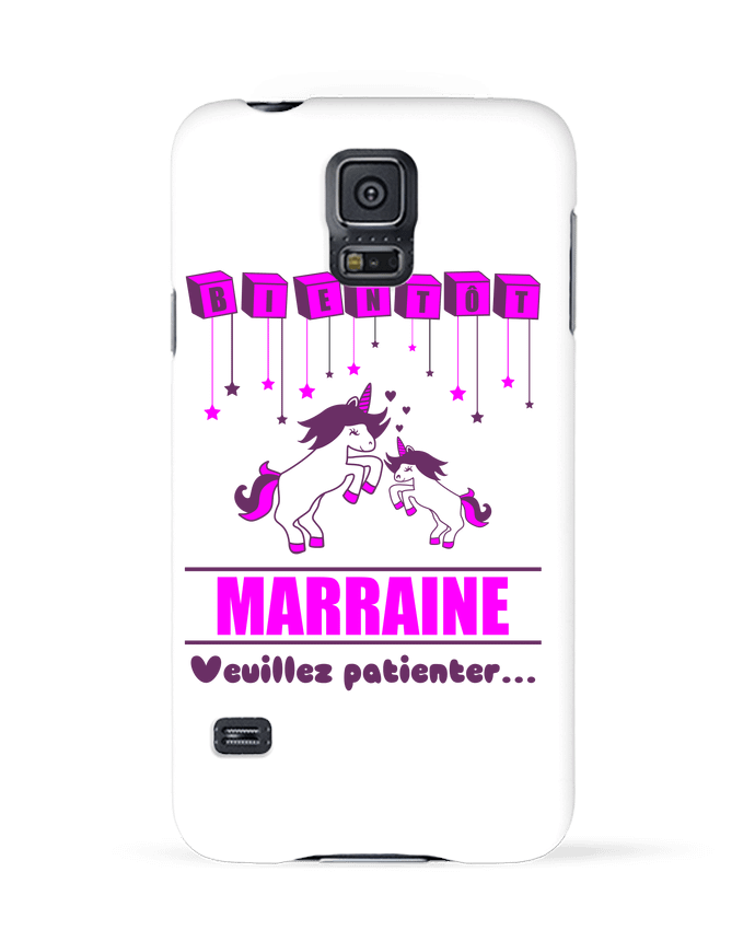 Coque Samsung Galaxy S5 Bientôt Marraine, future marraine, licorne par Benichan