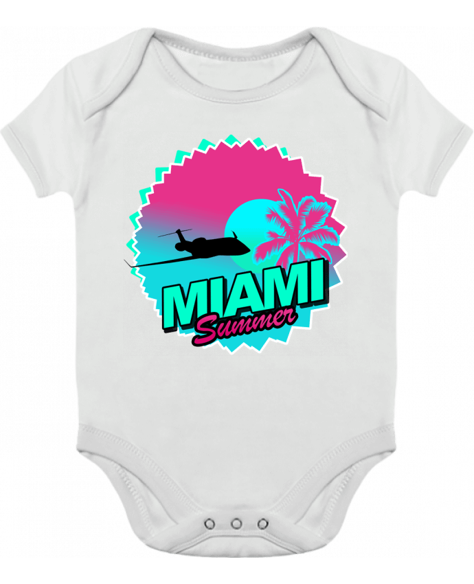 Body bébé manches contrastées Miami summer par Revealyou