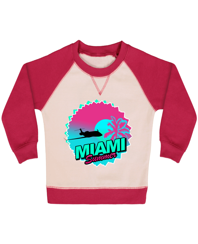 Sweatshirt Baby crew-neck sleeves contrast raglan Miami summer by Revealyou