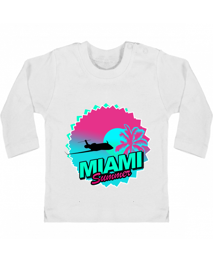 Camiseta Bebé Manga Larga con Botones  Miami summer manches longues du designer Revealyou