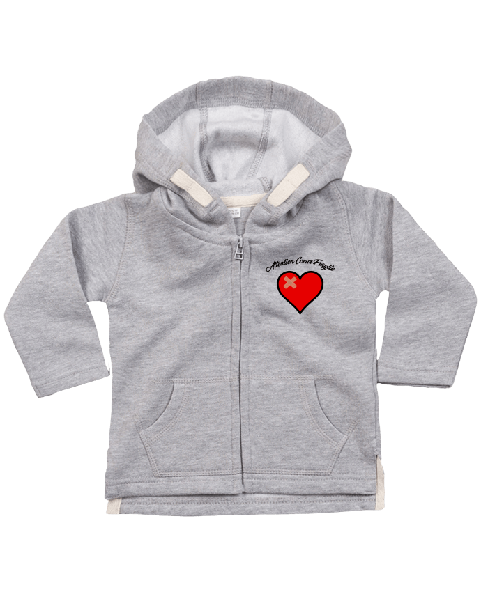 Hoddie with zip for baby Coeur Fragile by funky-dude