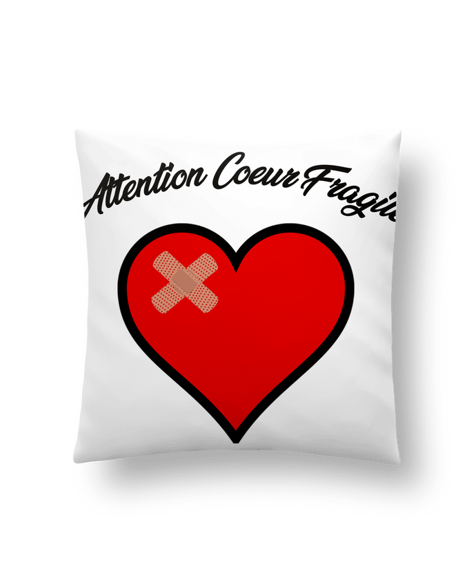 Cushion synthetic soft 45 x 45 cm Coeur Fragile by funky-dude
