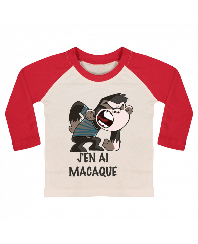 T-shirt baby Baseball long sleeve J'en ai macaque ! by Le Cartooniste