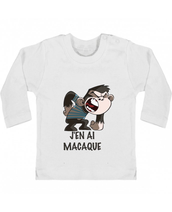 Baby T-shirt with press-studs long sleeve J'en ai macaque ! manches longues du designer Le Cartooniste