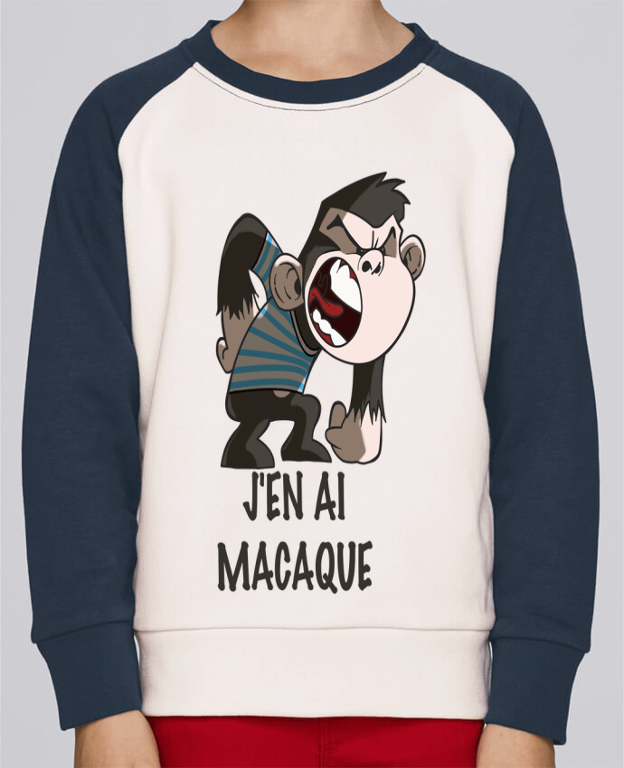 Sweatshirt Kids Round Neck Stanley Mini Contrast J'en ai macaque ! by Le Cartooniste