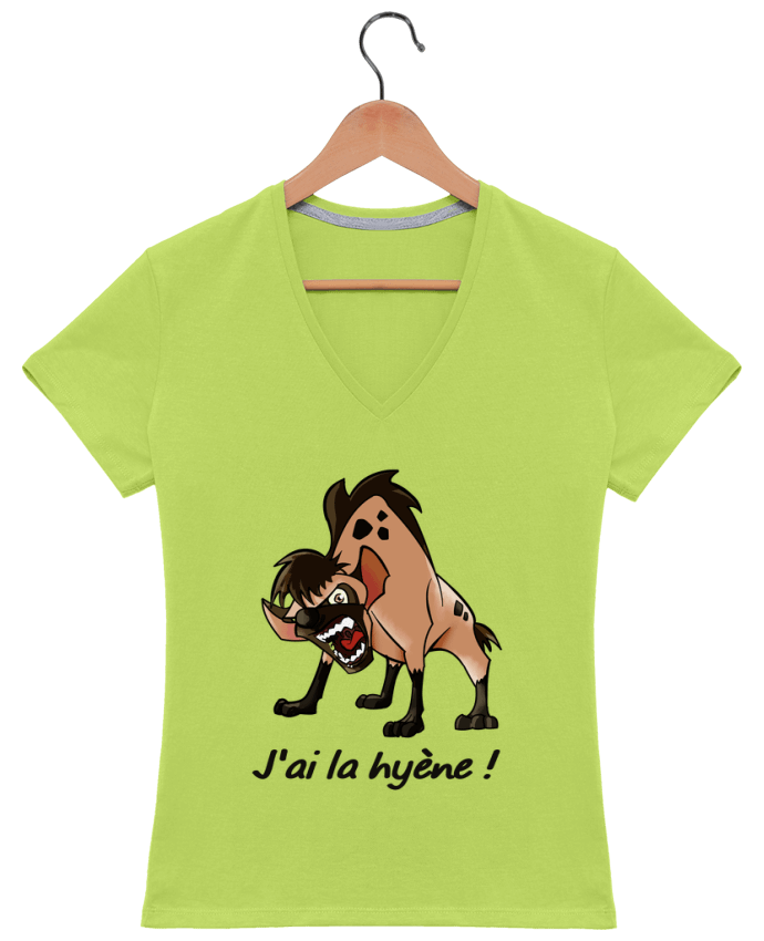 T-shirt femme col V J'ai la Hyène par Le Cartooniste