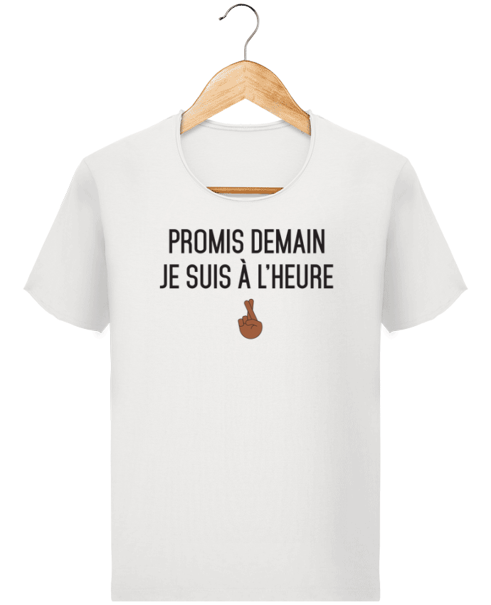  T-shirt Homme vintage Promis demain je suis à l'heure - black version par tunetoo