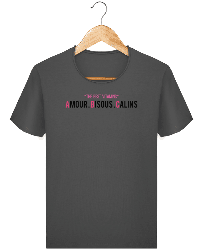  T-shirt Homme vintage -THE BEST VITAMINS - Amour Bisous Calins, version rose par tunetoo