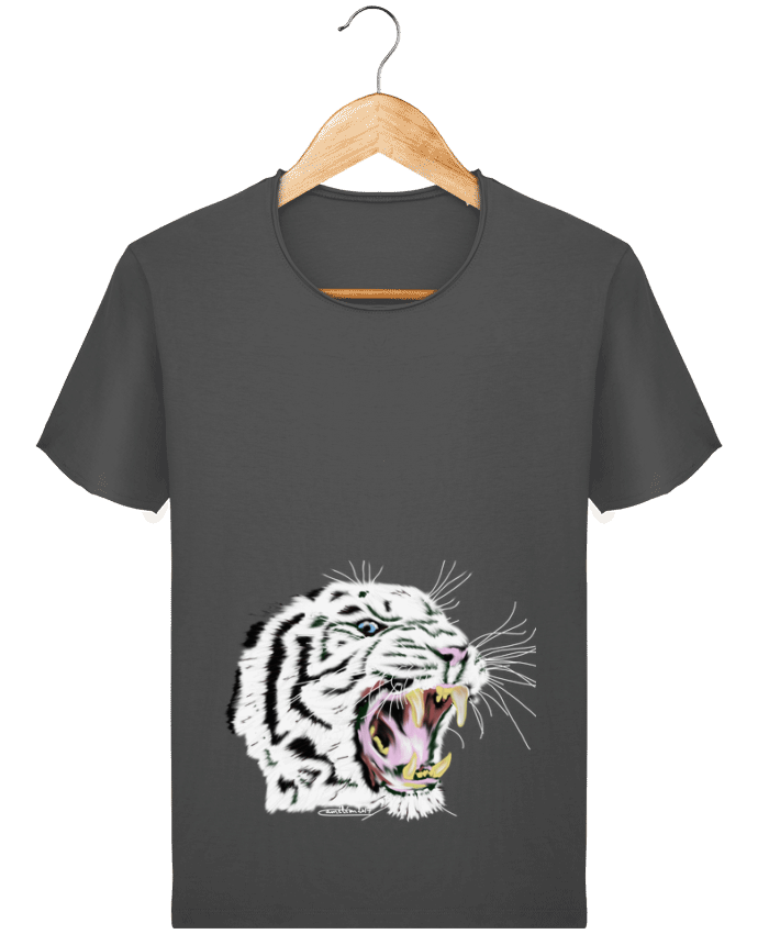  T-shirt Homme vintage Tigre blanc rugissant par Cameleon