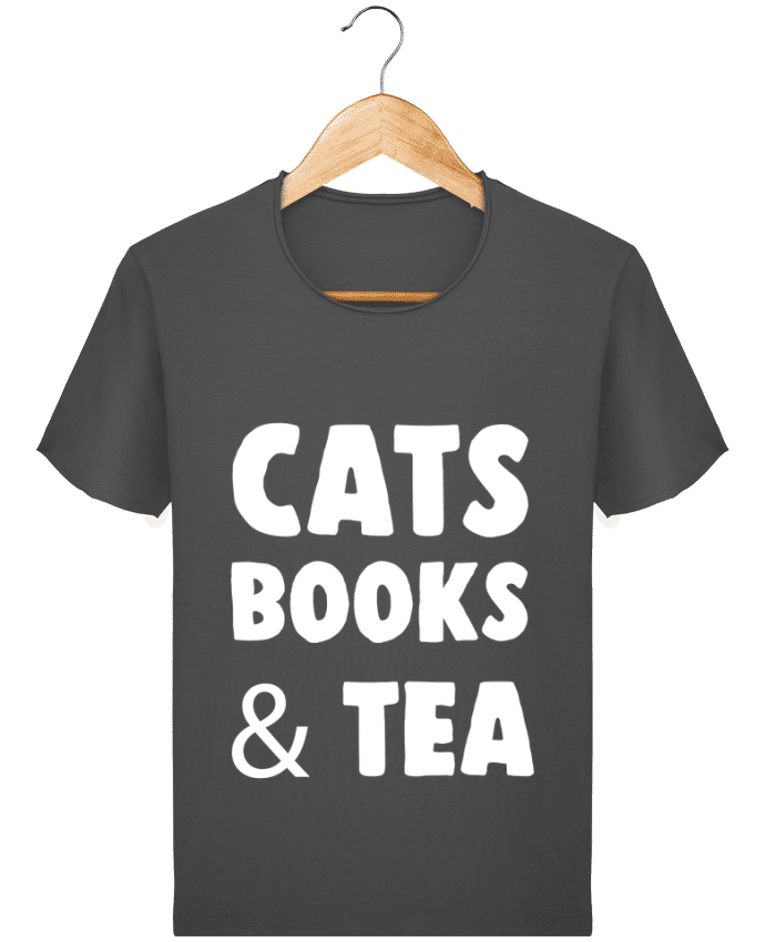 T-shirt Men Stanley Imagines Vintage Cats, books & tea by Bichette