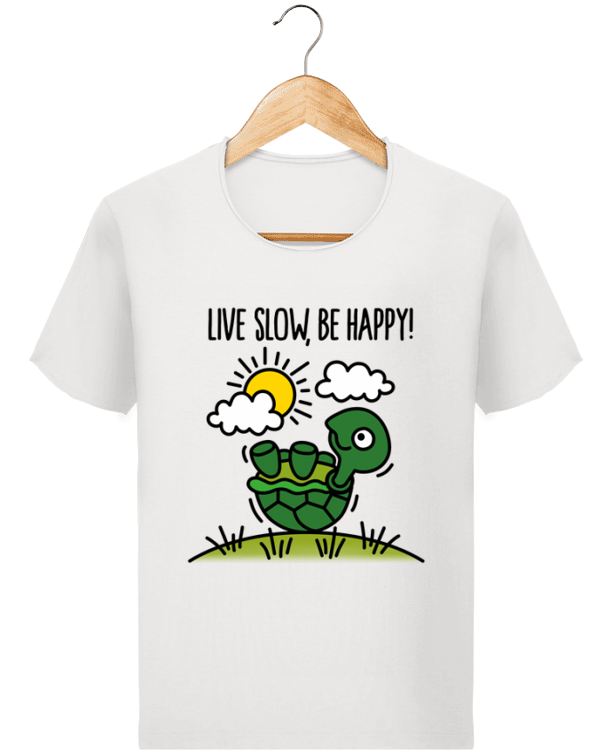  T-shirt Homme vintage LIVE SLOW BE HAPPY par LaundryFactory