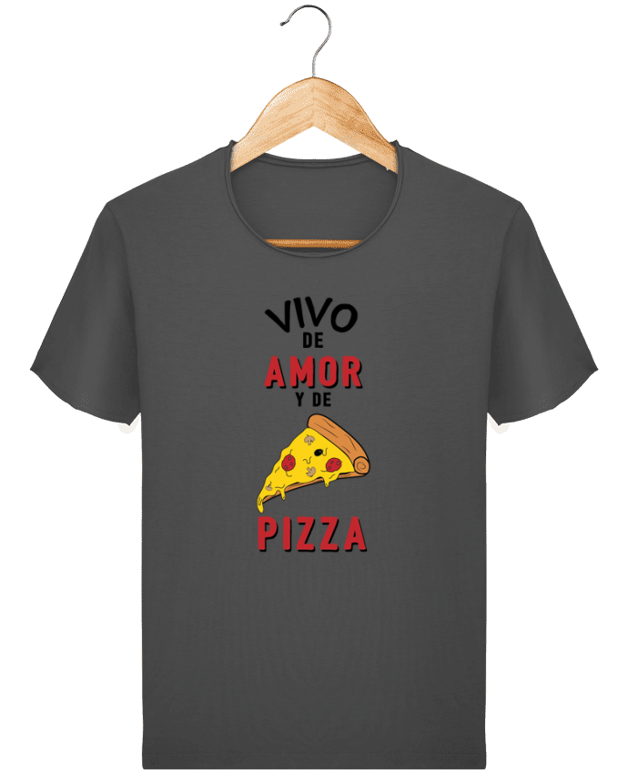  T-shirt Homme vintage Vivo de amor y de pizza par tunetoo