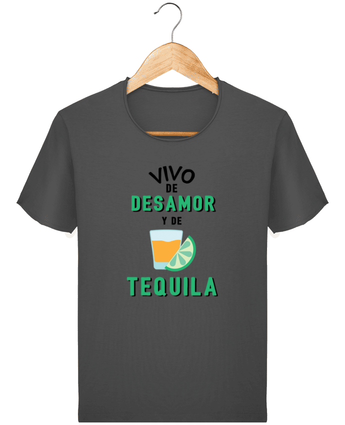  T-shirt Homme vintage Vivo de desamor y de tequila par tunetoo