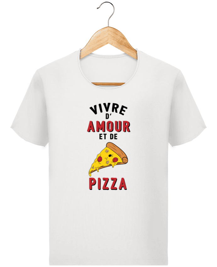  T-shirt Homme vintage Vivre d'amour et de pizza par tunetoo
