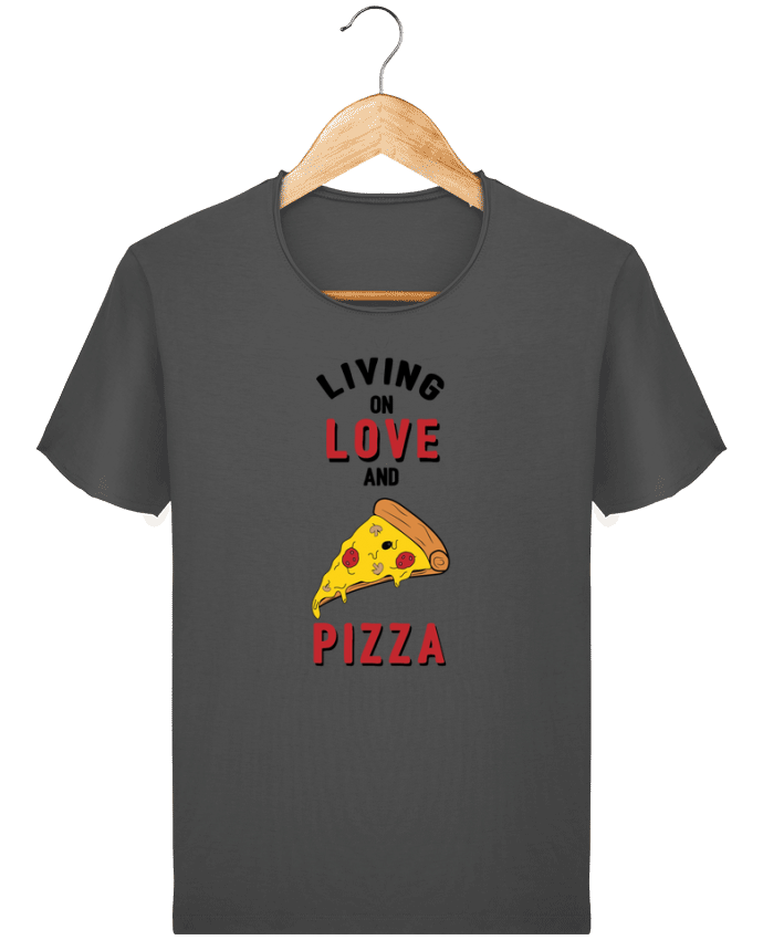  T-shirt Homme vintage Living on love and pizza par tunetoo