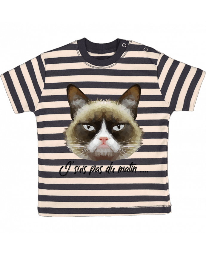 T-shirt baby with stripes je suis pas du matin by DesignMe