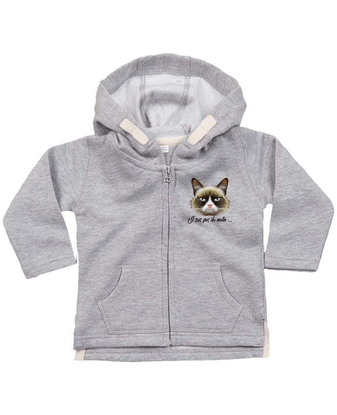 Hoddie with zip for baby je suis pas du matin by DesignMe