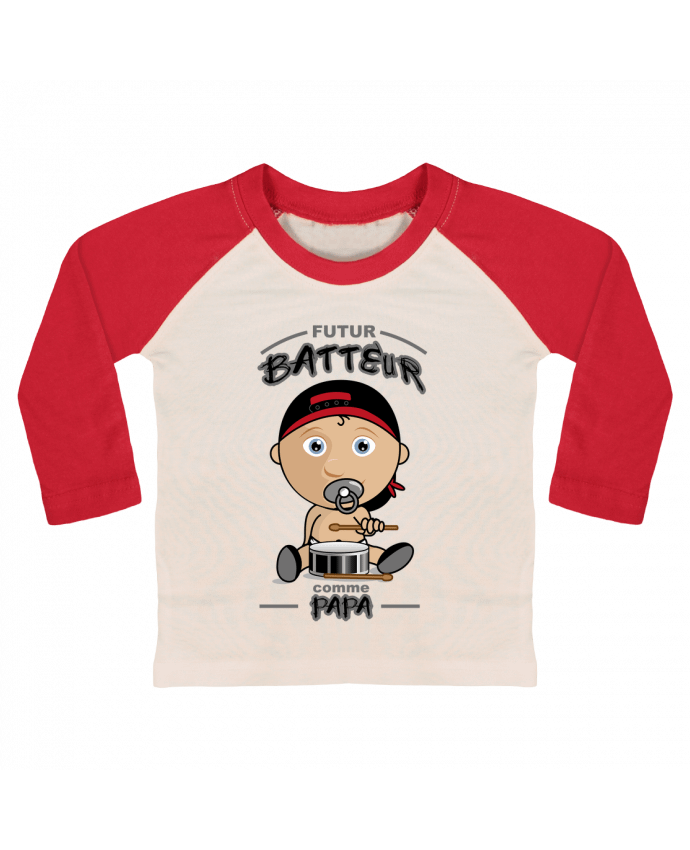 Camiseta Bebé Béisbol Manga Larga Futur batteur comme papa por GraphiCK-Kids