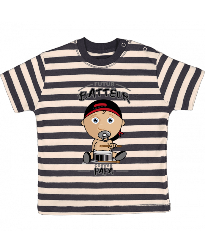 Camiseta Bebé a Rayas Futur batteur comme papa por GraphiCK-Kids