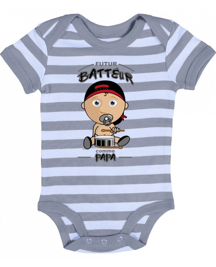 Baby Body striped Futur batteur comme papa - GraphiCK-Kids