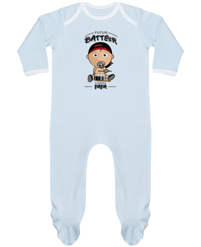 Baby Sleeper long sleeves Contrast Futur batteur comme papa by GraphiCK-Kids