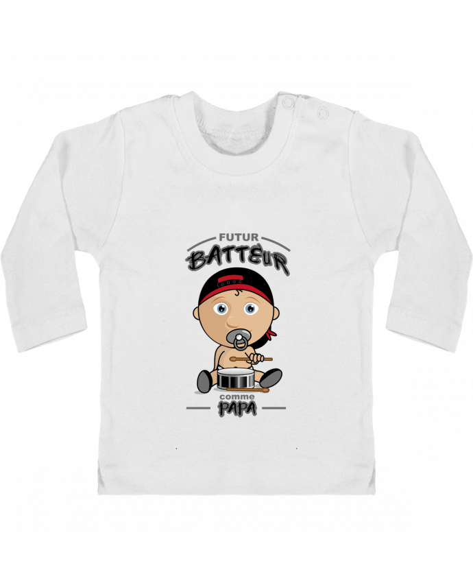 Baby T-shirt with press-studs long sleeve Futur batteur comme papa manches longues du designer GraphiCK-Kids