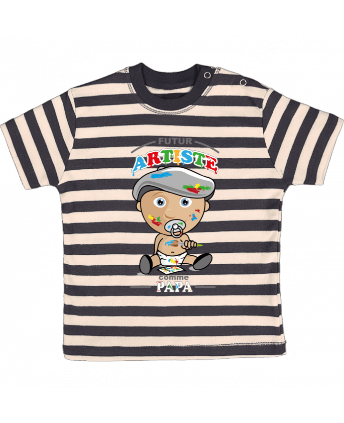 T-shirt baby with stripes Futur Artiste comme papa by GraphiCK-Kids