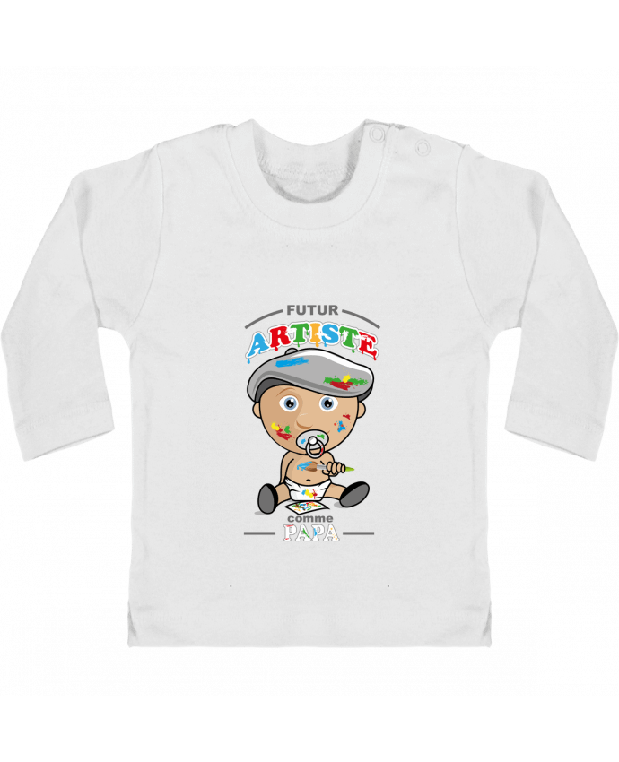Baby T-shirt with press-studs long sleeve Futur Artiste comme papa manches longues du designer GraphiCK-Kids