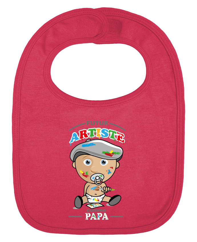 Baby Bib plain and contrast Futur Artiste comme papa by GraphiCK-Kids