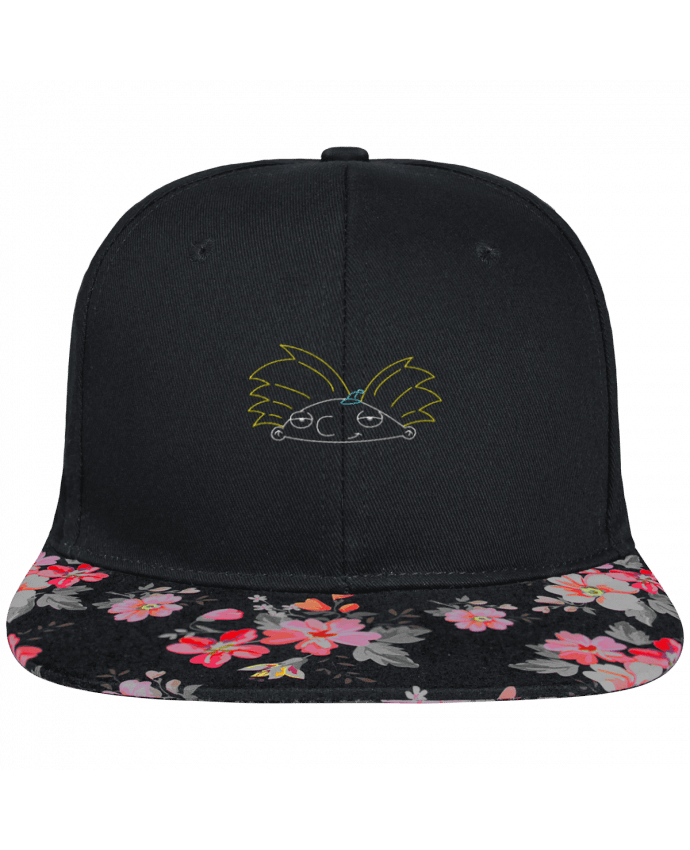 Snapback Cap visor black floral Crown pattern Arnold brodé brodé et visière à motifs 100% polyester et toile coton