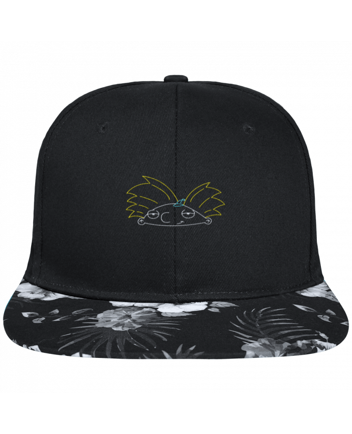 Snapback Cap visor Hawaii Crown pattern Arnold brodé brodé avec toile noire 100% coton et visière imprimée fleurs 10