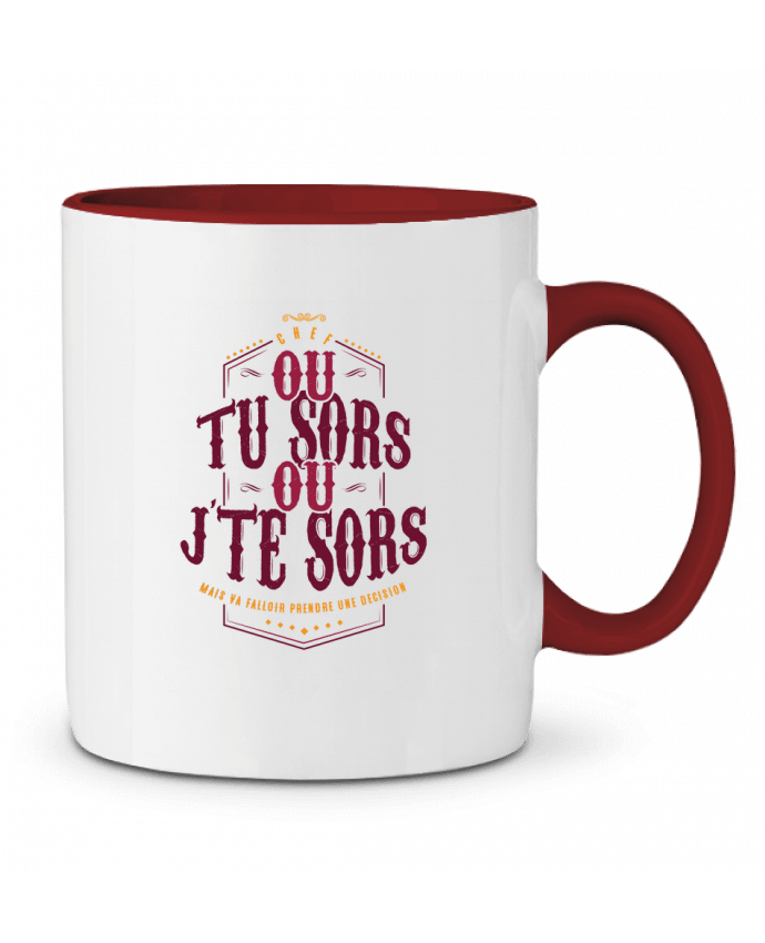 Mug bicolore Ou tu sors ou jte sors PTIT MYTHO