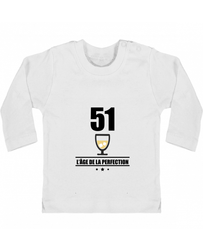 Baby T-shirt with press-studs long sleeve 51 ans, âge de la perfection, pastis, anniversaire manches longues du designer Benichan