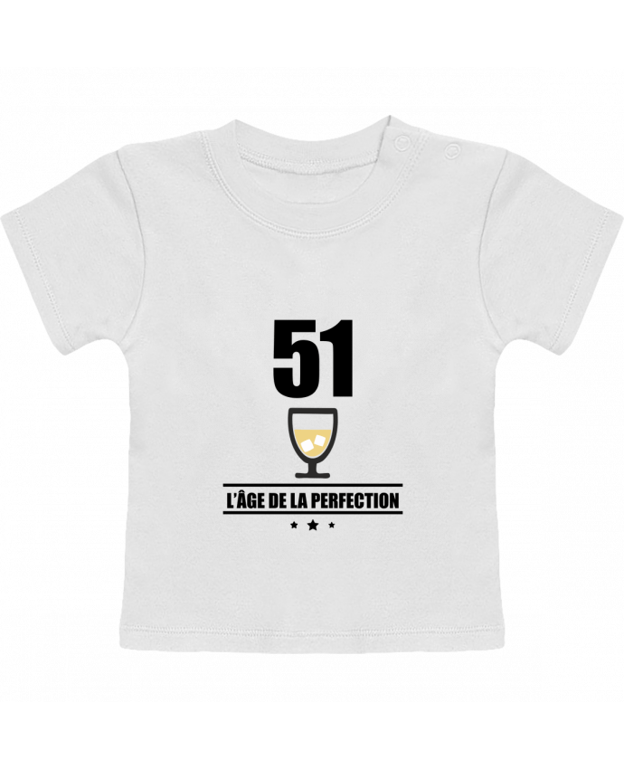 T-Shirt Baby Short Sleeve 51 ans, âge de la perfection, pastis, anniversaire manches courtes du designer Benichan