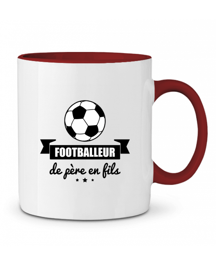Mug bicolore Footballeur de père en fils, foot, football Benichan