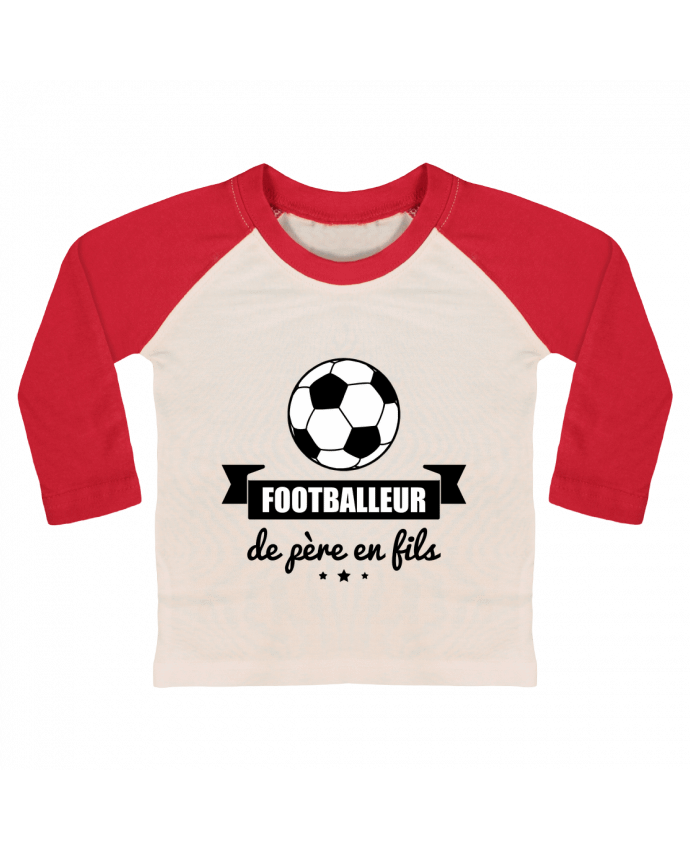 T-shirt baby Baseball long sleeve Footballeur de père en fils, foot, football by Benichan