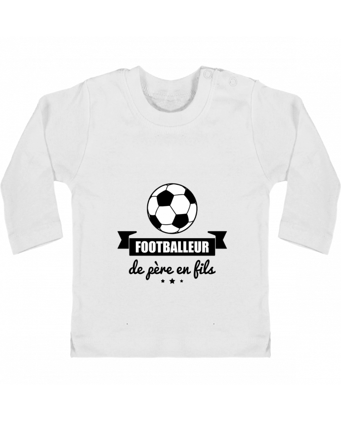 Baby T-shirt with press-studs long sleeve Footballeur de père en fils, foot, football manches longues du designer Benichan