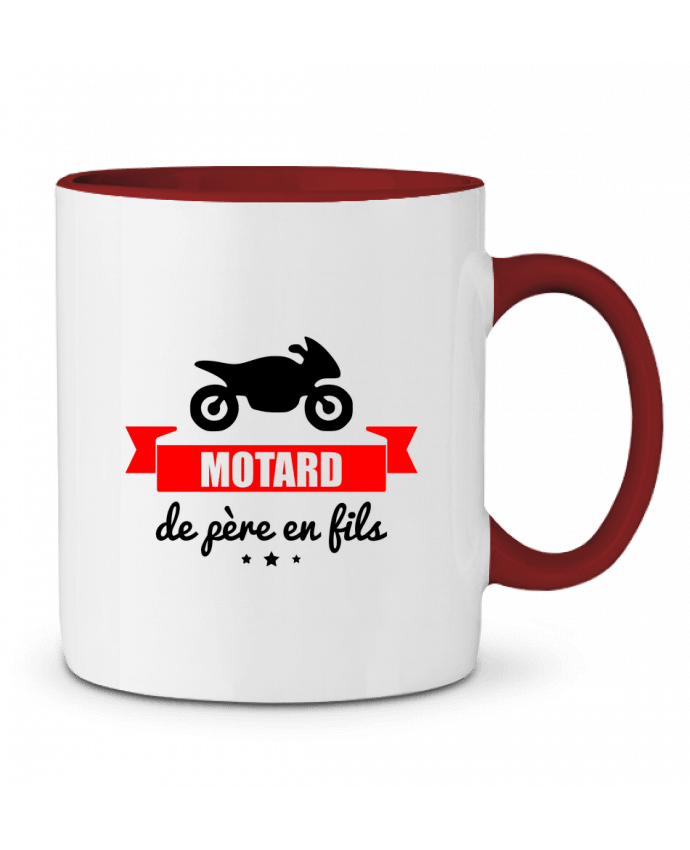 Mug bicolore Motard de père en fils, moto, motard Benichan