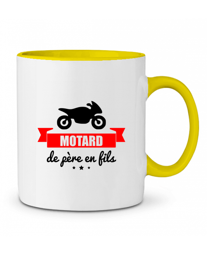 Mug bicolore Motard de père en fils, moto, motard Benichan