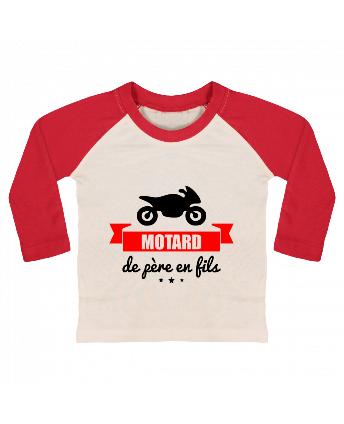 Camiseta Bebé Béisbol Manga Larga Motard de père en fils, moto, motard por Benichan