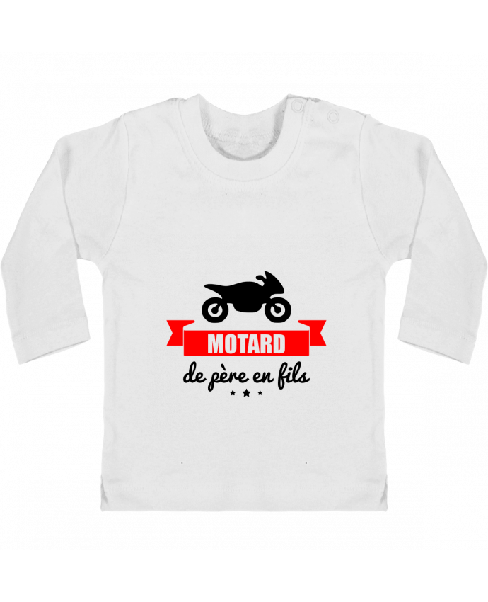 Baby T-shirt with press-studs long sleeve Motard de père en fils, moto, motard manches longues du designer Benichan