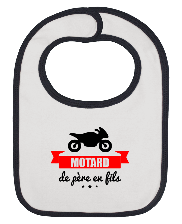 Baby Bib plain and contrast Motard de père en fils, moto, motard by Benichan