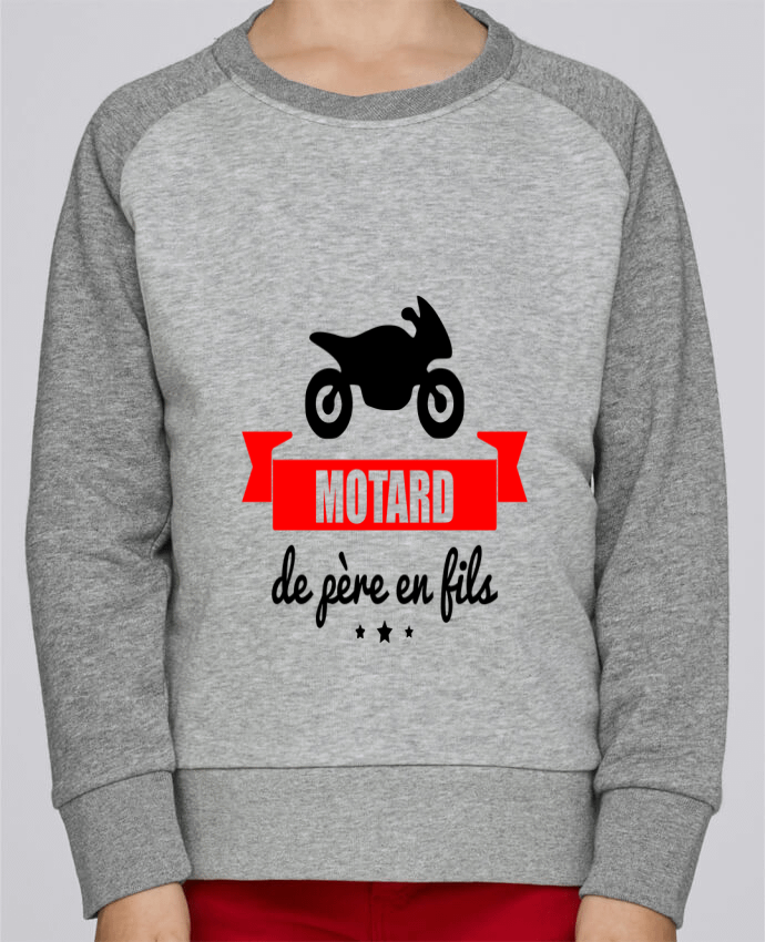 Sweatshirt Kids Round Neck Stanley Mini Contrast Motard de père en fils, moto, motard by Benichan