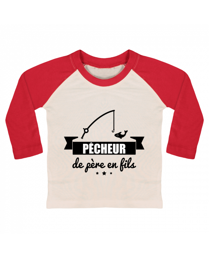 T-shirt baby Baseball long sleeve Pêcheur de père en fils, pêcheur, pêche by Benichan