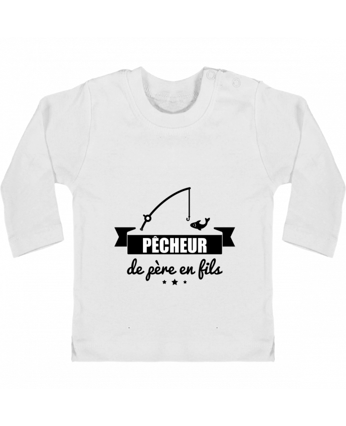 Baby T-shirt with press-studs long sleeve Pêcheur de père en fils, pêcheur, pêche manches longues du designer Benichan