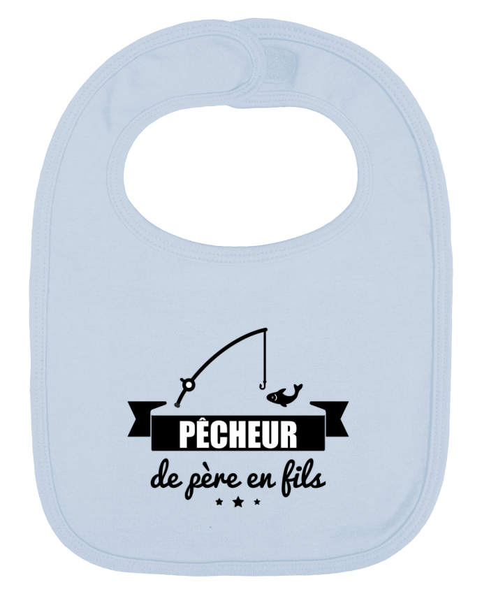 Baby Bib plain and contrast Pêcheur de père en fils, pêcheur, pêche by Benichan