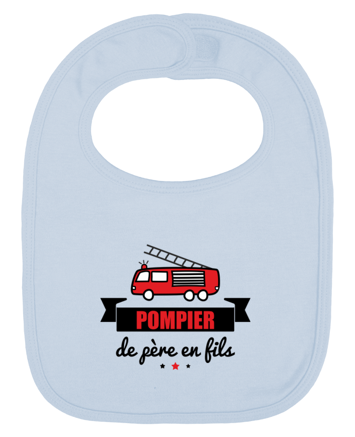 Bavoir bébé uni Pompier de père en fils, pompier par Benichan