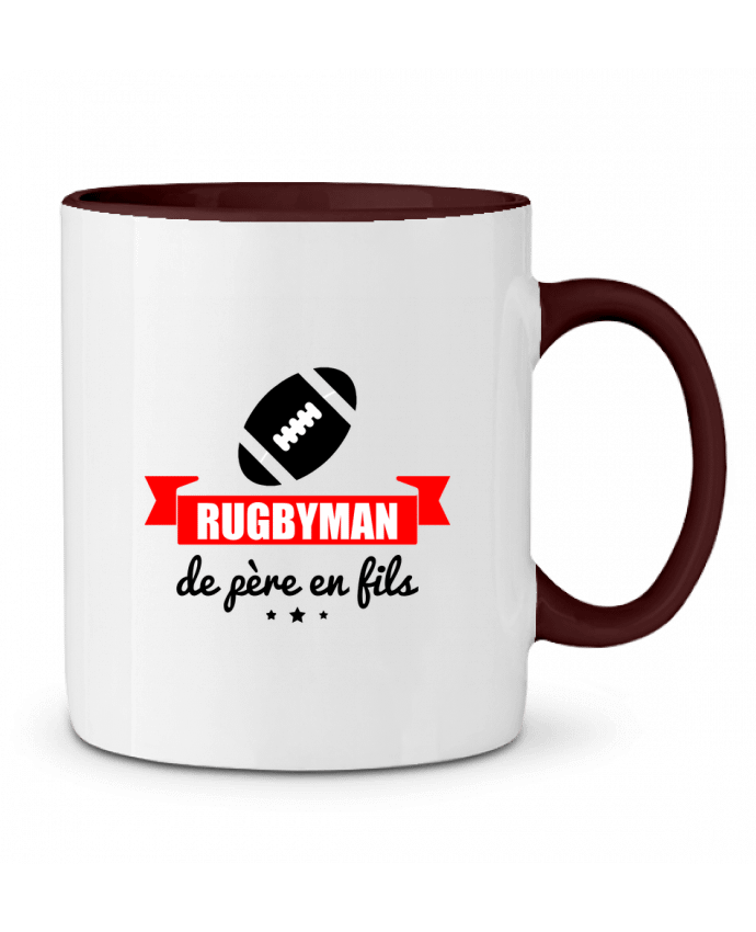 Two-tone Ceramic Mug Rugbyman de père en fils, rugby, rugbyman Benichan