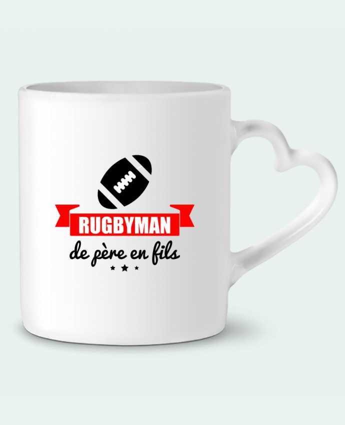 Mug coeur Rugbyman de père en fils, rugby, rugbyman par Benichan